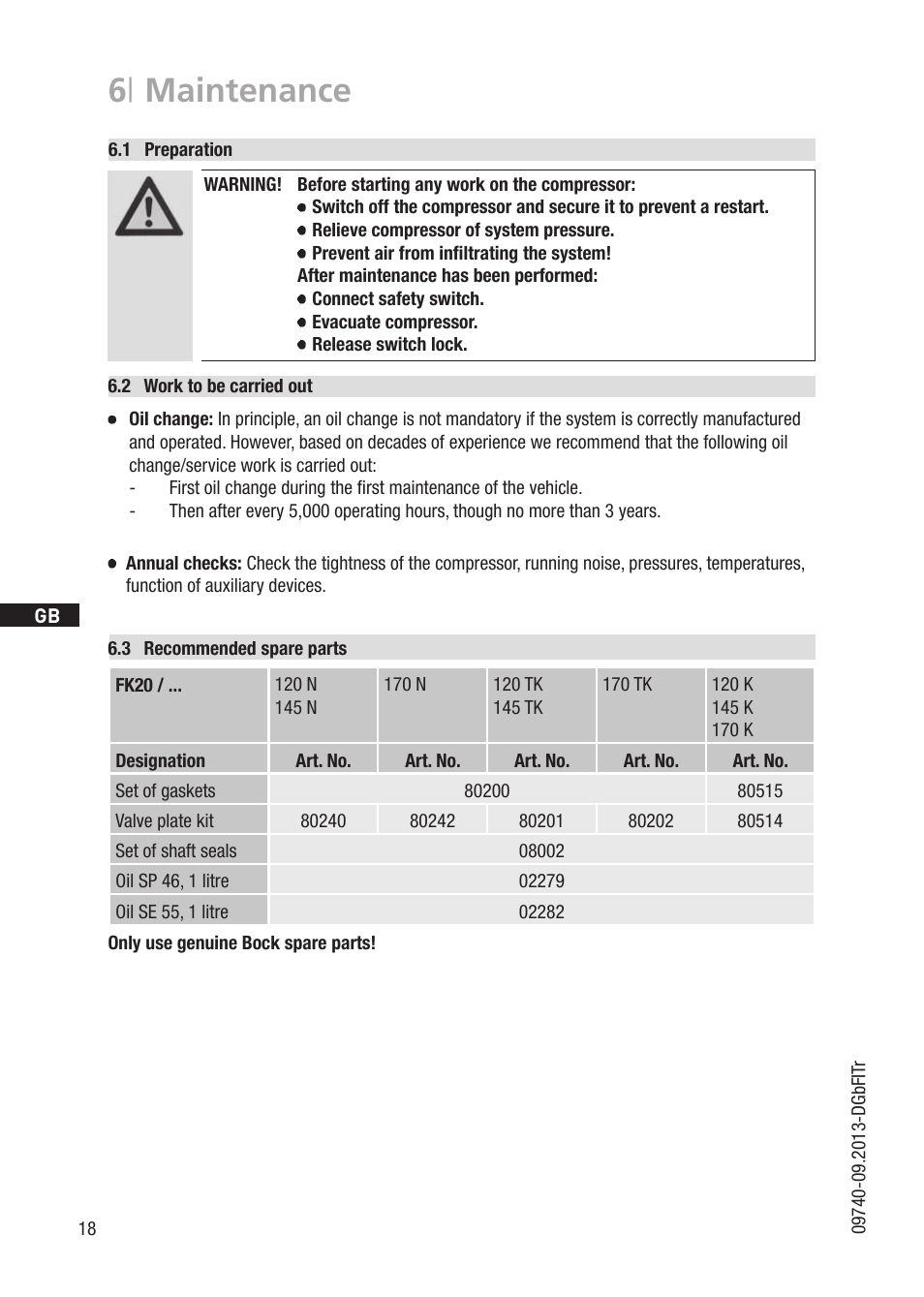 6 | maintenance | GEA Bock FK20 User Manual | Page 18 / 26