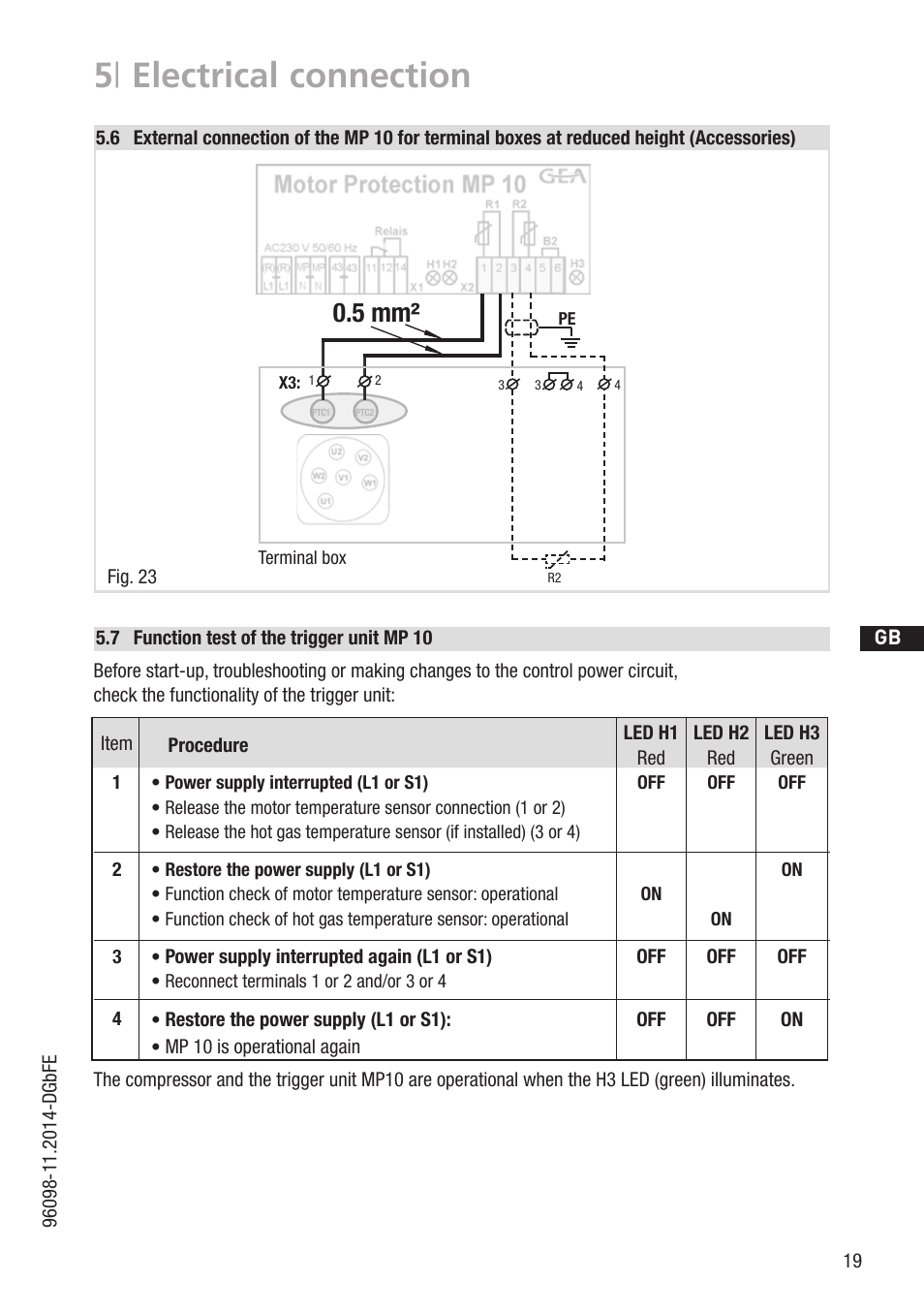 5 | electrical connection, 5 mm | GEA Bock HG22P A User Manual | Page 19 / 28