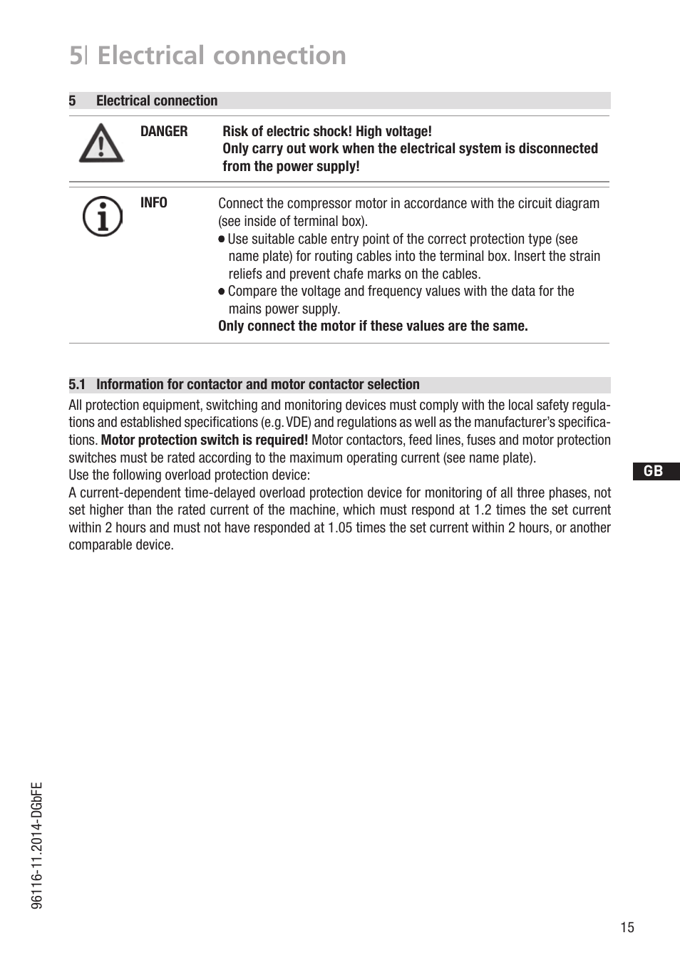 5 | electrical connection | GEA Bock HGX34P 2 pole User Manual | Page 15 / 32