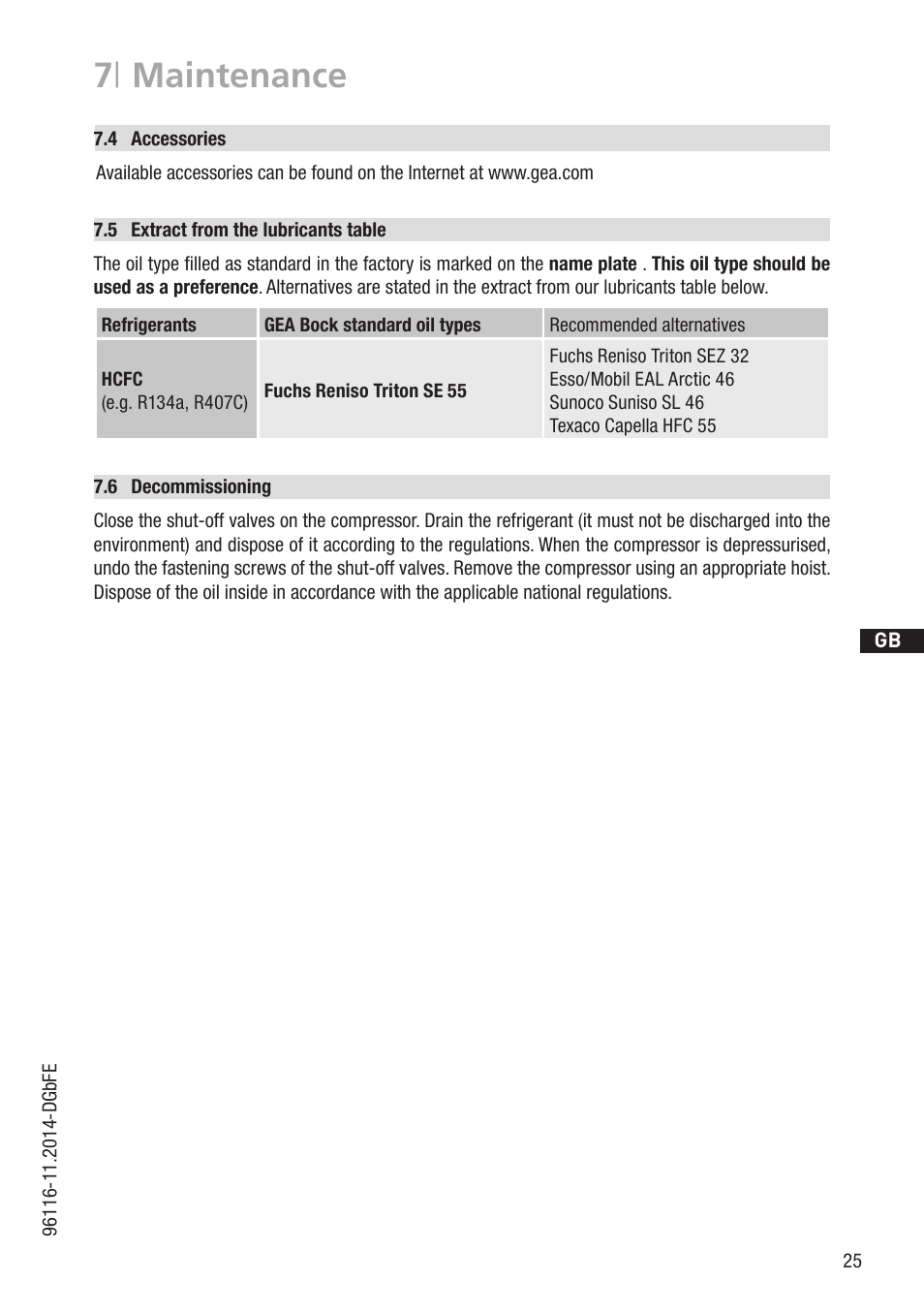 7 | maintenance | GEA Bock HGX34P 2 pole User Manual | Page 25 / 32