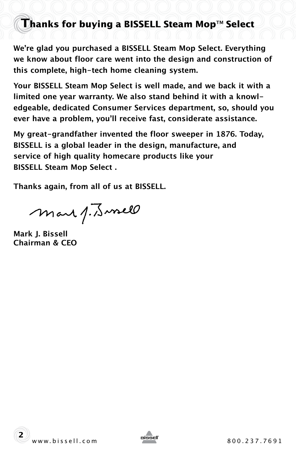 Bissell 94E9 User Manual | Page 2 / 12