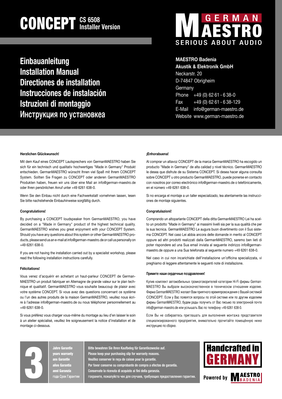 GermanMAESTRO CS 6508 IV 2 Ohm User Manual | 4 pages