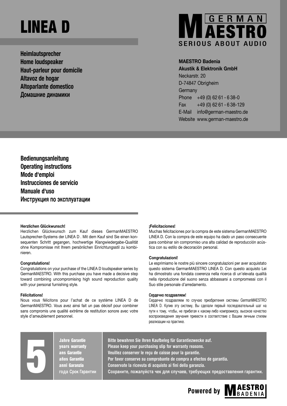 GermanMAESTRO LINEA-D User Manual | 5 pages