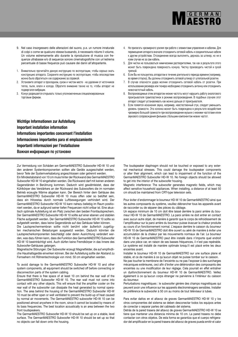 GermanMAESTRO LINEA-Heidelberg Subwoofer User Manual | Page 3 / 8