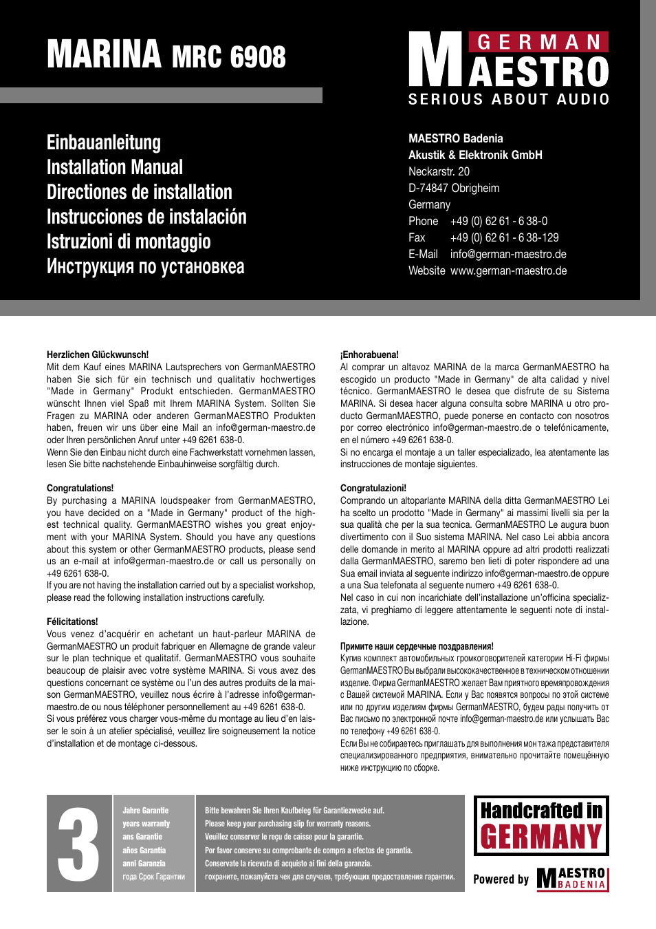 Marina, Mrc 6908 | GermanMAESTRO MRC 6908 User Manual | Page 2 / 4