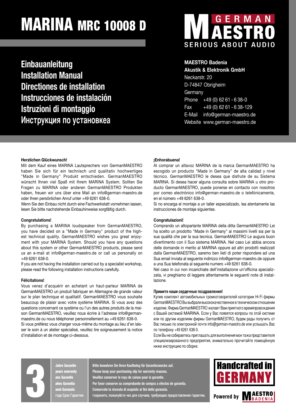 Marina | GermanMAESTRO MRC 10008 D User Manual | Page 2 / 4