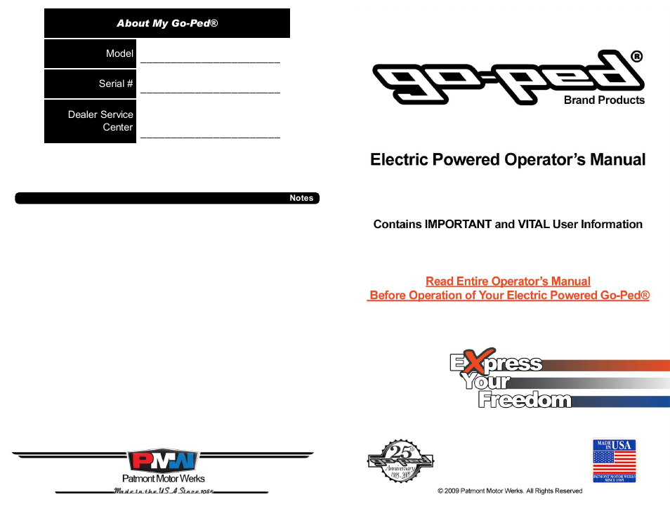 Go-Ped ESR750H PPV User Manual | 8 pages