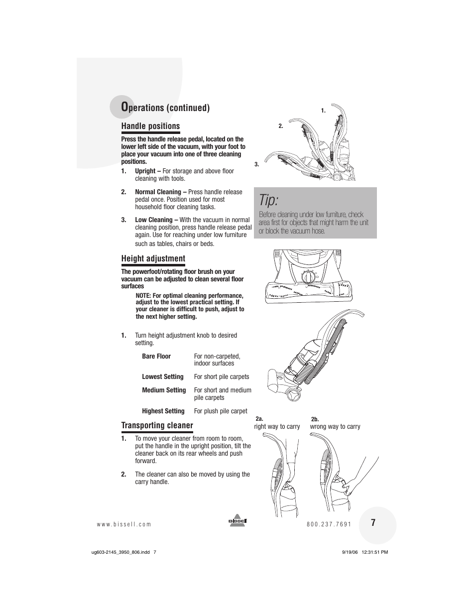 Perations (continued) 7 | Bissell 3950 User Manual | Page 7 / 20