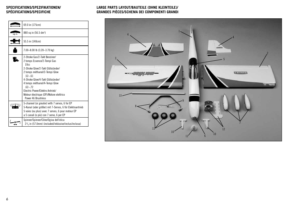 Hangar 9 Meridian 10cc ARF User Manual | Page 6 / 52