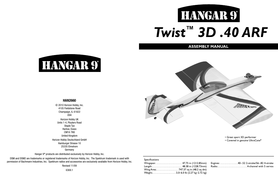 Hangar 9 Twist 40 ARF Version 2 User Manual | 18 pages