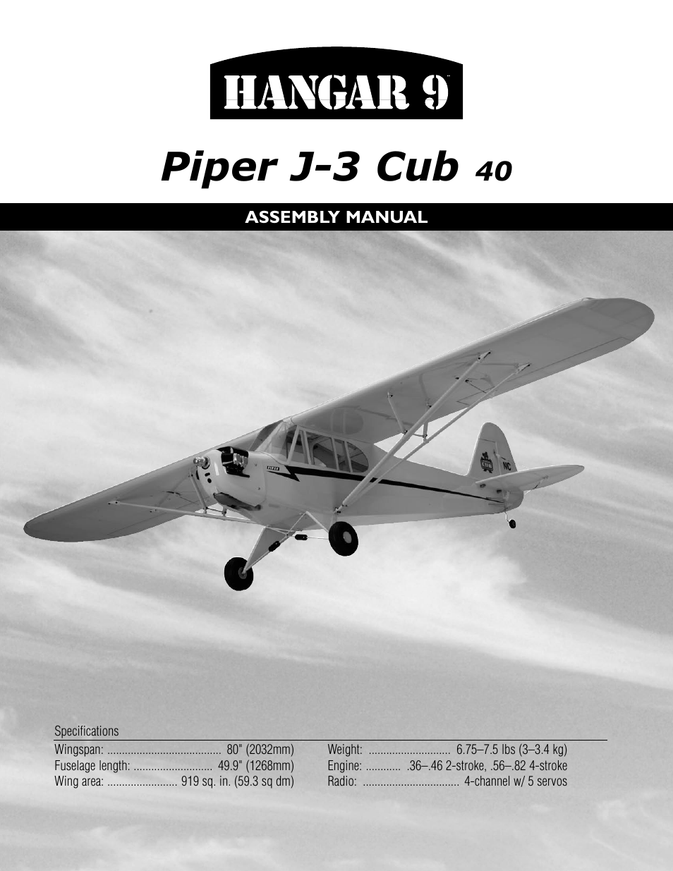 Hangar 9 Piper J-3 Cub 40 ARF User Manual | 36 pages