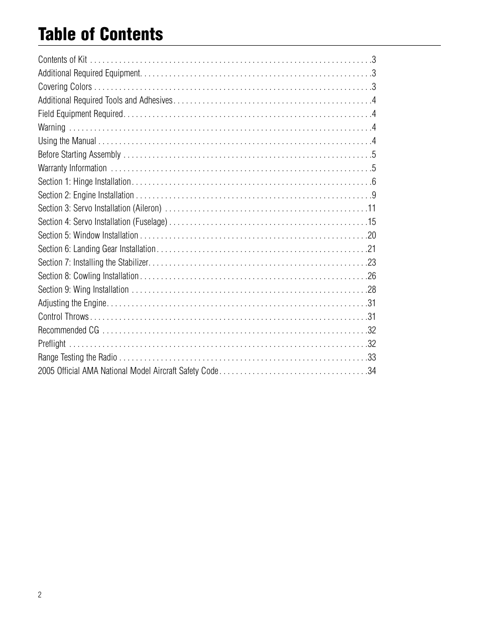 Hangar 9 Piper J-3 Cub 40 ARF User Manual | Page 2 / 36