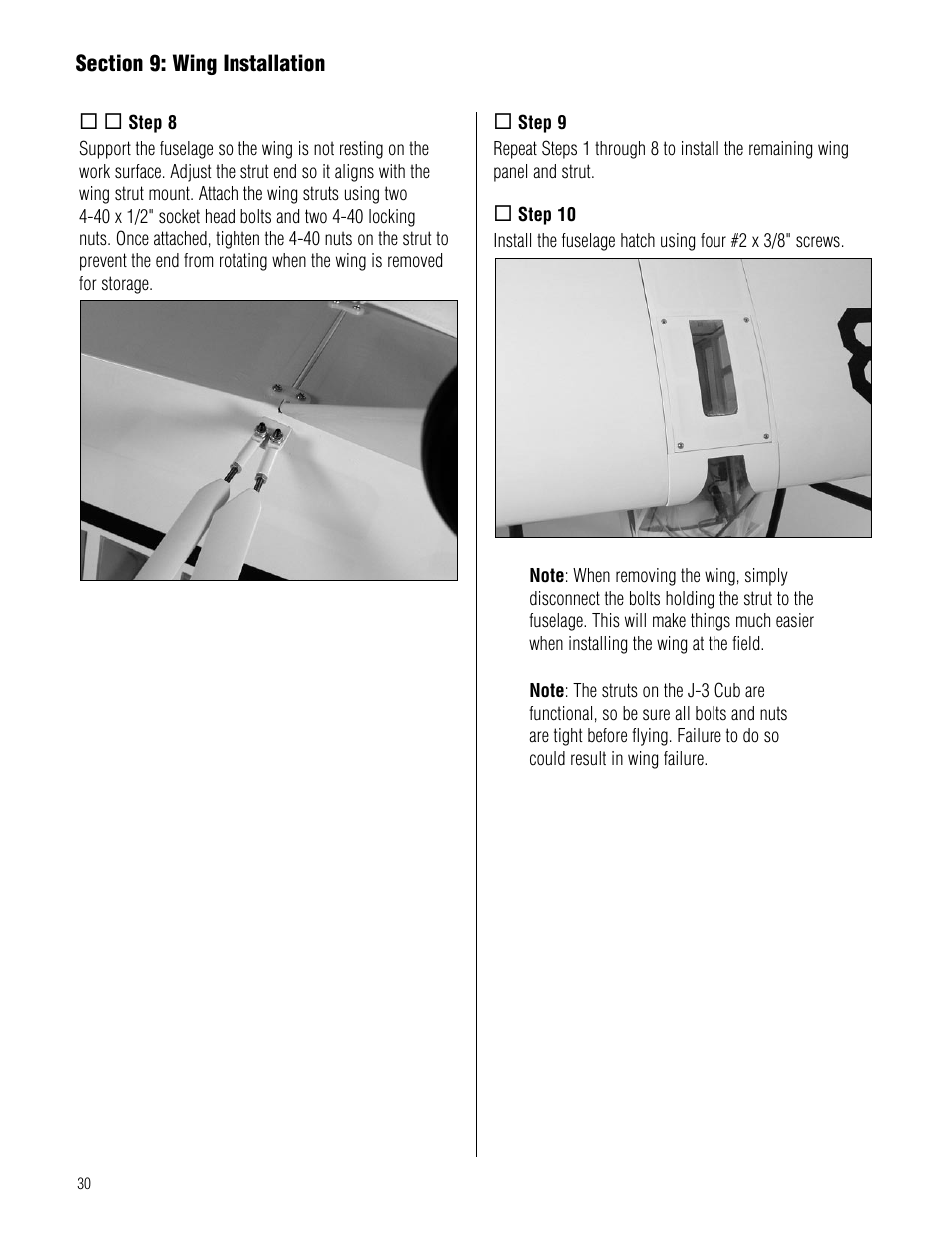 Hangar 9 Piper J-3 Cub 40 ARF User Manual | Page 30 / 36