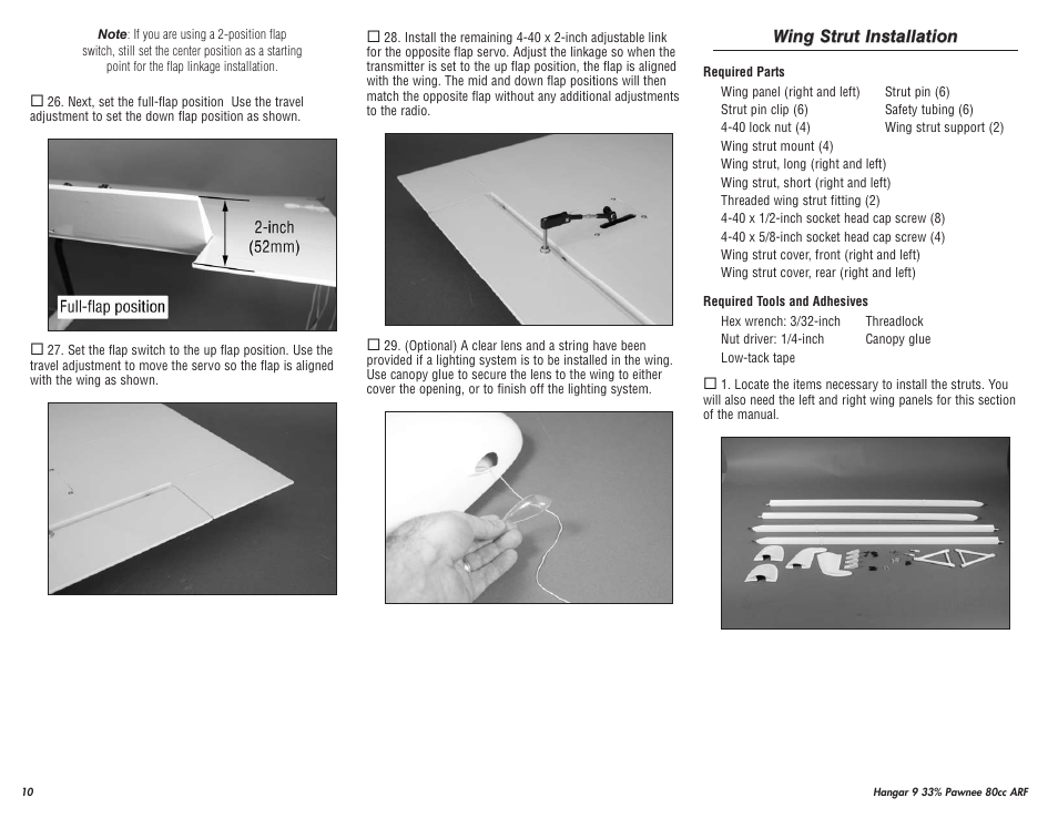 Hangar 9 33% Pawnee 80cc ARF (3 Boxes) User Manual | Page 10 / 36