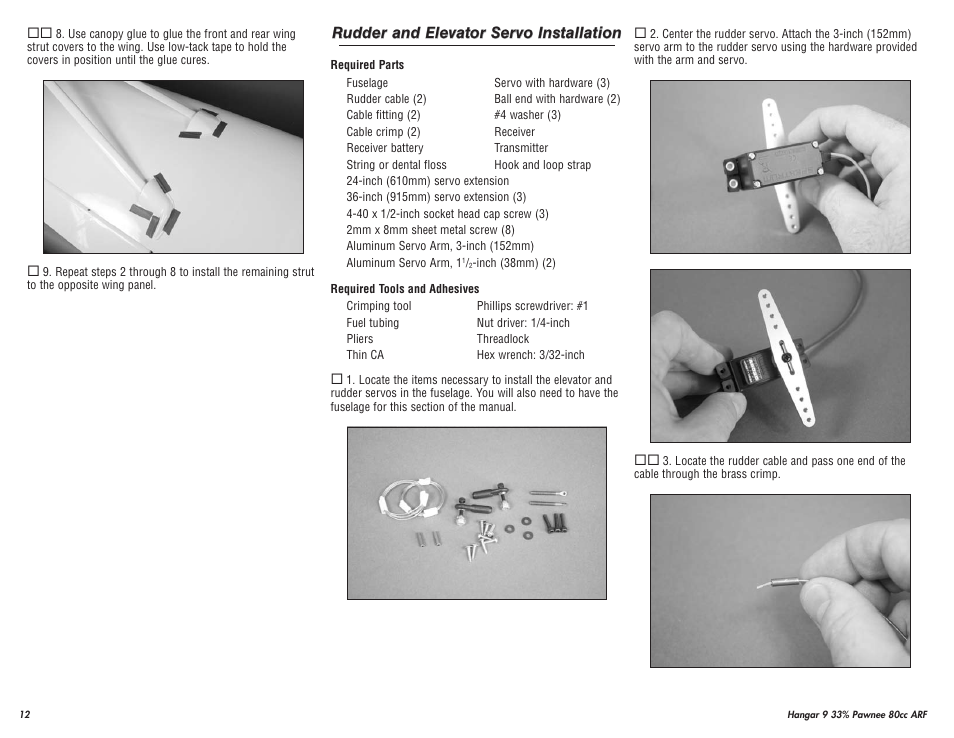 Hangar 9 33% Pawnee 80cc ARF (3 Boxes) User Manual | Page 12 / 36