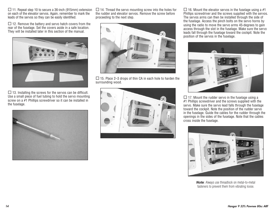 Hangar 9 33% Pawnee 80cc ARF (3 Boxes) User Manual | Page 14 / 36