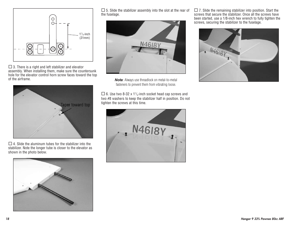 Hangar 9 33% Pawnee 80cc ARF (3 Boxes) User Manual | Page 18 / 36