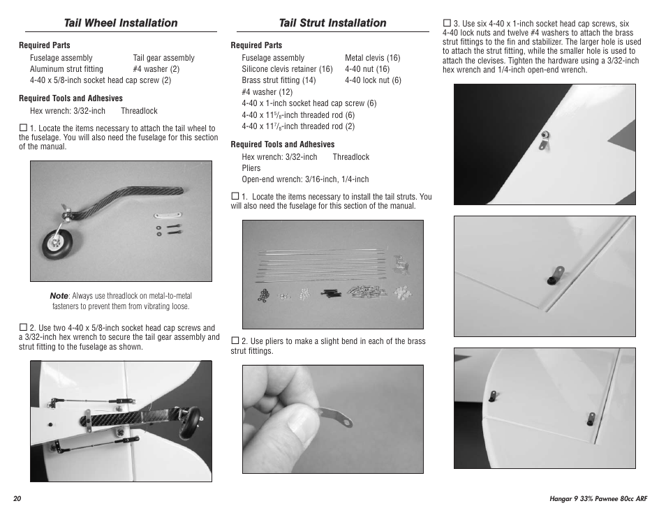 Hangar 9 33% Pawnee 80cc ARF (3 Boxes) User Manual | Page 20 / 36