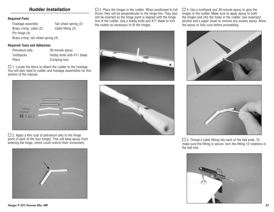 Hangar 9 33% Pawnee 80cc ARF (3 Boxes) User Manual | Page 23 / 36