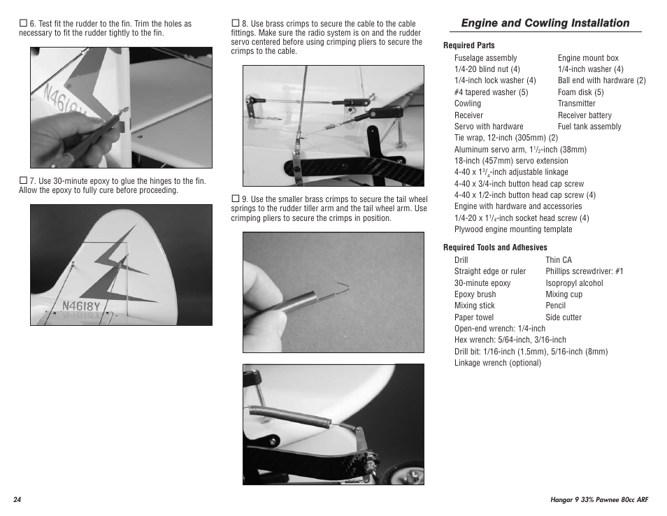 Hangar 9 33% Pawnee 80cc ARF (3 Boxes) User Manual | Page 24 / 36