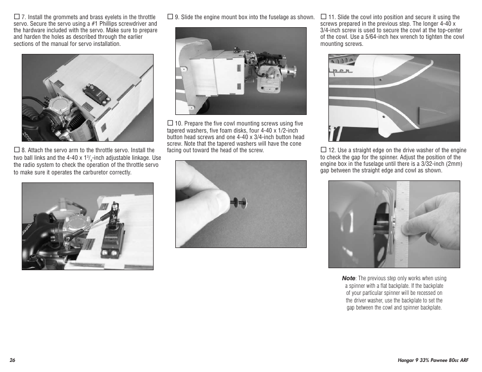 Hangar 9 33% Pawnee 80cc ARF (3 Boxes) User Manual | Page 26 / 36