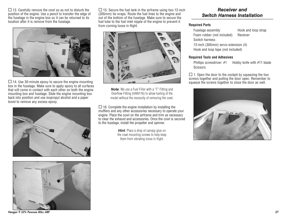 Hangar 9 33% Pawnee 80cc ARF (3 Boxes) User Manual | Page 27 / 36