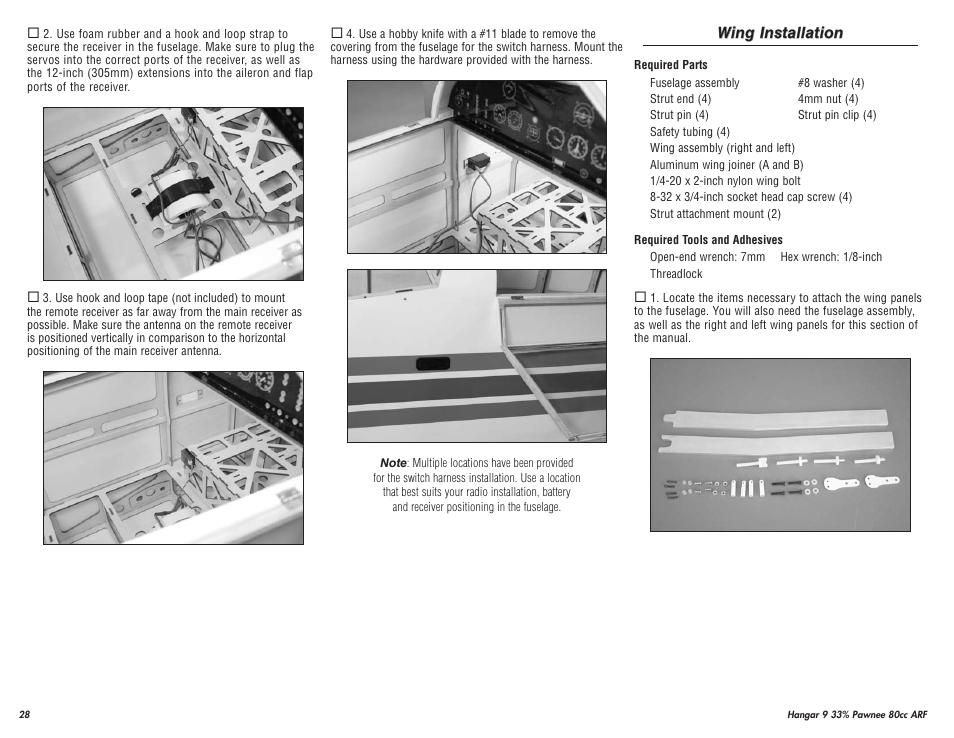 Hangar 9 33% Pawnee 80cc ARF (3 Boxes) User Manual | Page 28 / 36