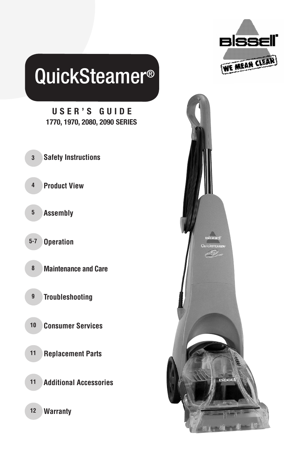 Bissell QuickSteamer 1770 series User Manual | 12 pages