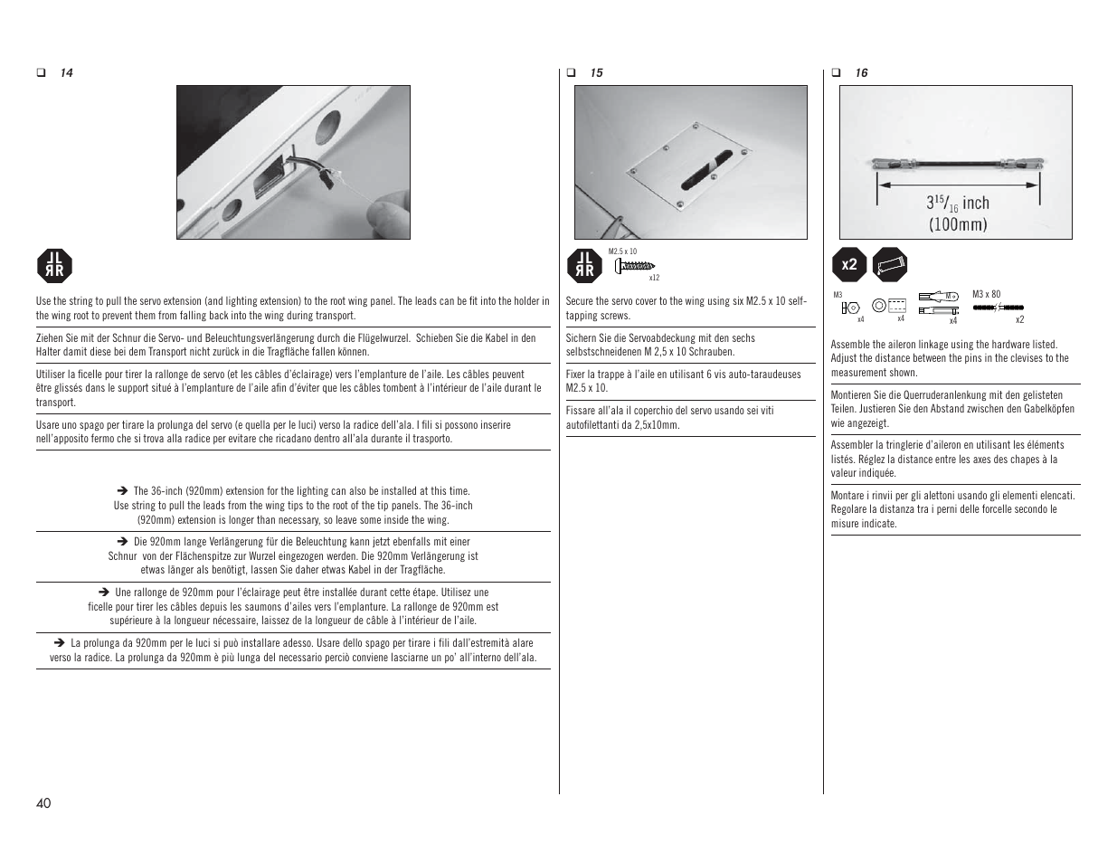 Lr l r | Hangar 9 P-51D Mustang 60cc ARF (2 Boxes) User Manual | Page 40 / 112