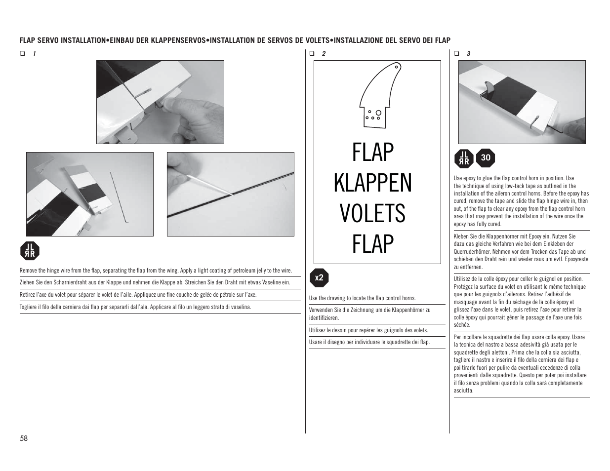Flap klappen volets flap | Hangar 9 P-51D Mustang 60cc ARF (2 Boxes) User Manual | Page 58 / 112