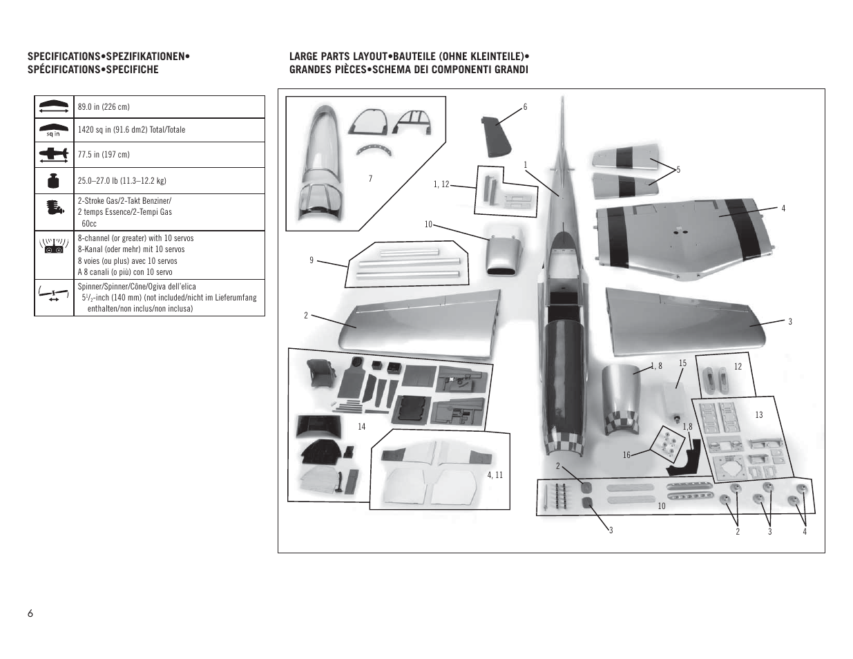 Hangar 9 P-51D Mustang 60cc ARF (2 Boxes) User Manual | Page 6 / 112