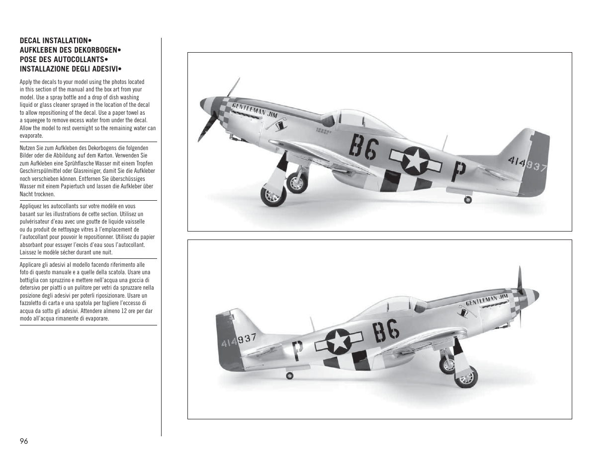 Hangar 9 P-51D Mustang 60cc ARF (2 Boxes) User Manual | Page 96 / 112