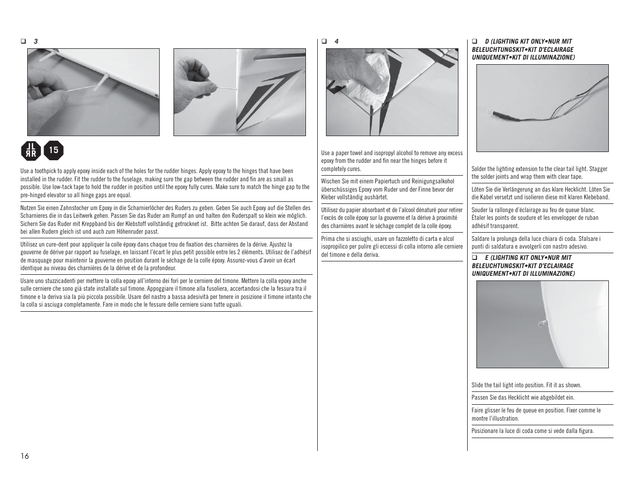 Hangar 9 1/4 Scale PA-18 Super Cub PNP User Manual | Page 16 / 56