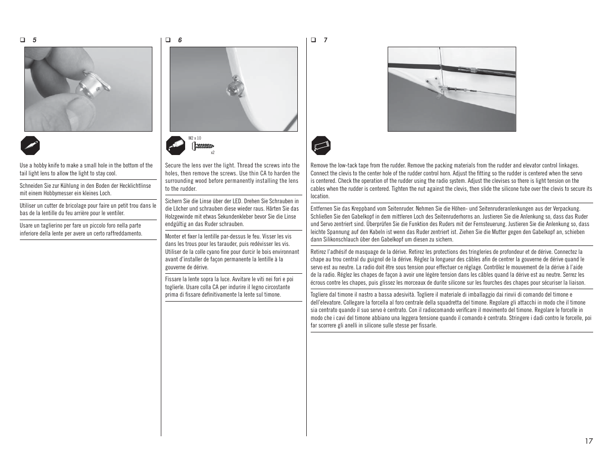 Hangar 9 1/4 Scale PA-18 Super Cub PNP User Manual | Page 17 / 56