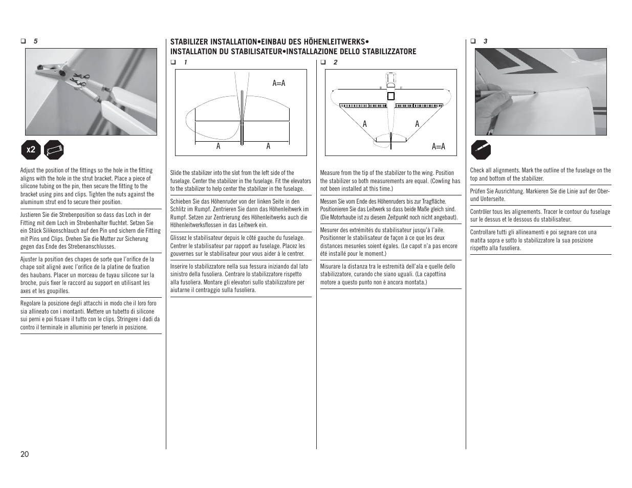 Hangar 9 1/4 Scale PA-18 Super Cub PNP User Manual | Page 20 / 56