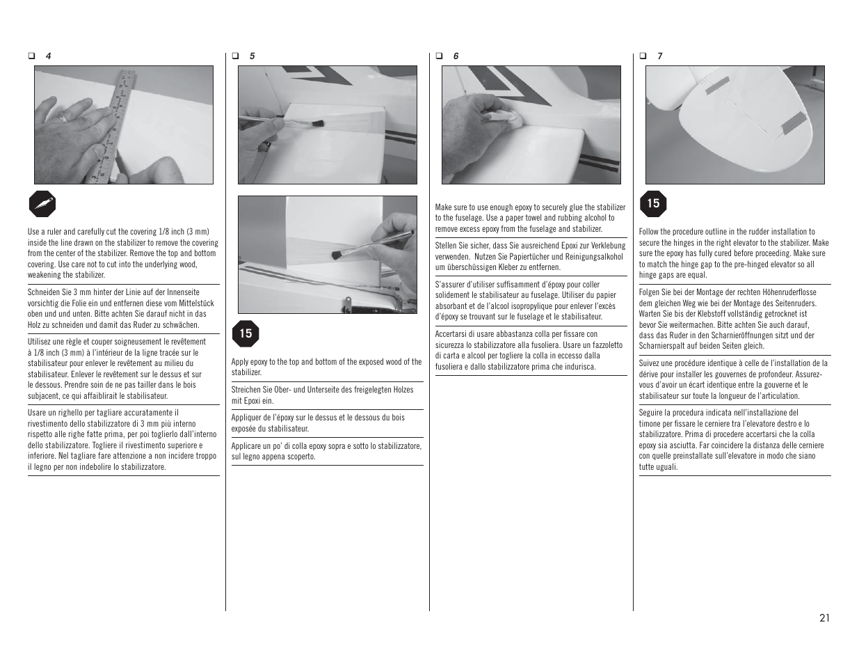 Hangar 9 1/4 Scale PA-18 Super Cub PNP User Manual | Page 21 / 56