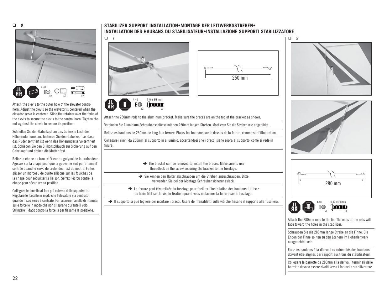 Hangar 9 1/4 Scale PA-18 Super Cub PNP User Manual | Page 22 / 56