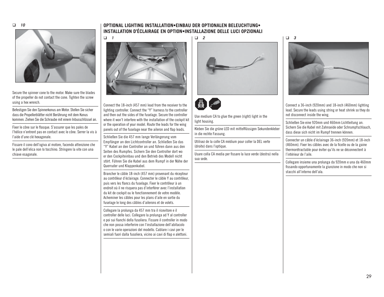 Hangar 9 1/4 Scale PA-18 Super Cub PNP User Manual | Page 29 / 56