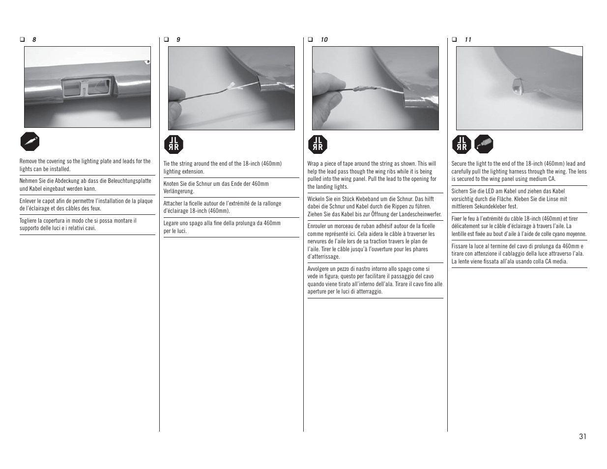 Hangar 9 1/4 Scale PA-18 Super Cub PNP User Manual | Page 31 / 56