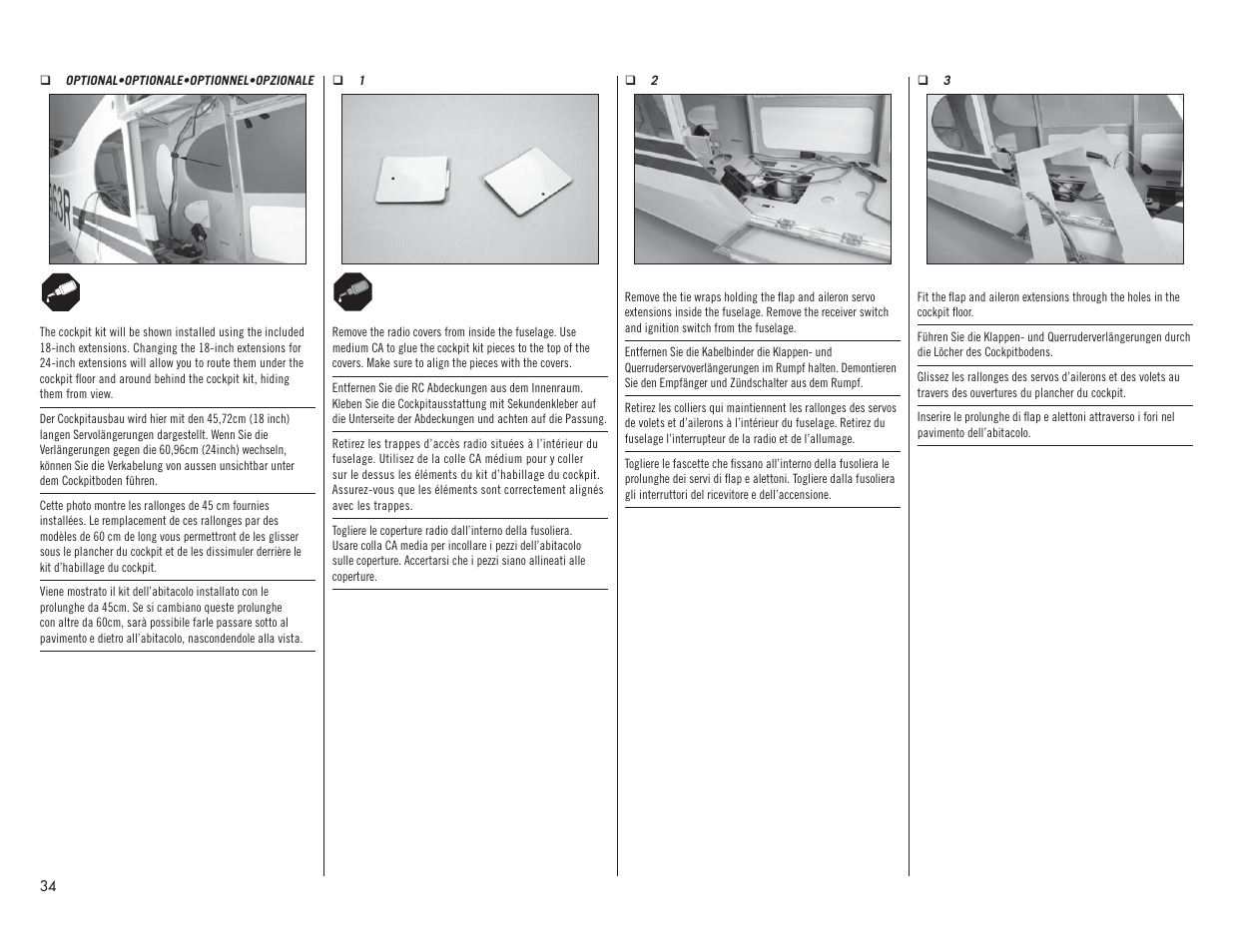 Hangar 9 1/4 Scale PA-18 Super Cub PNP User Manual | Page 34 / 56
