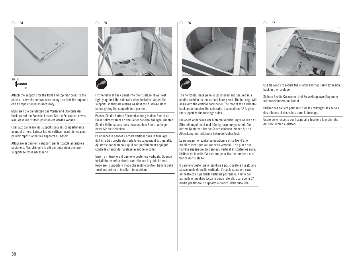 Hangar 9 1/4 Scale PA-18 Super Cub PNP User Manual | Page 38 / 56