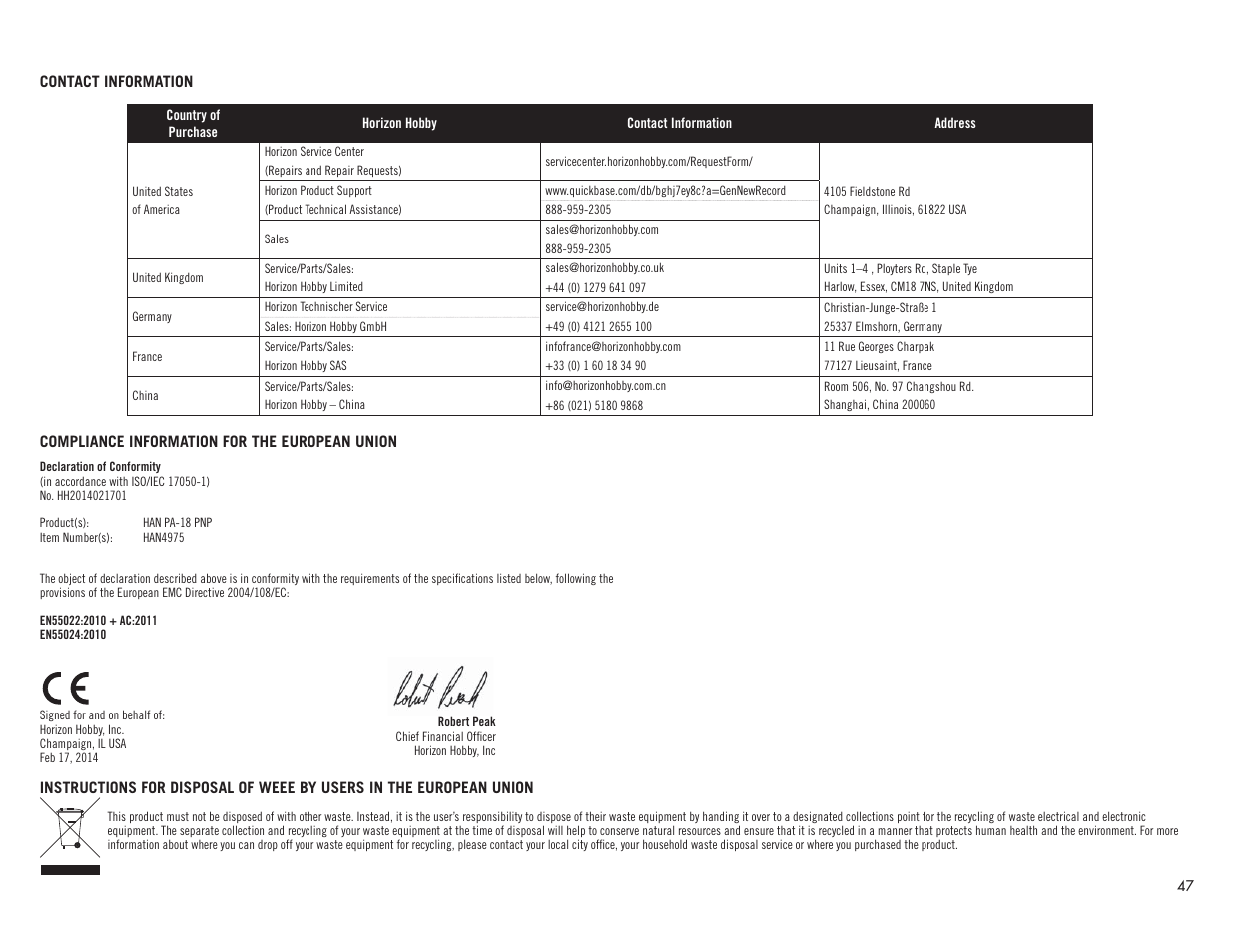 Hangar 9 1/4 Scale PA-18 Super Cub PNP User Manual | Page 47 / 56