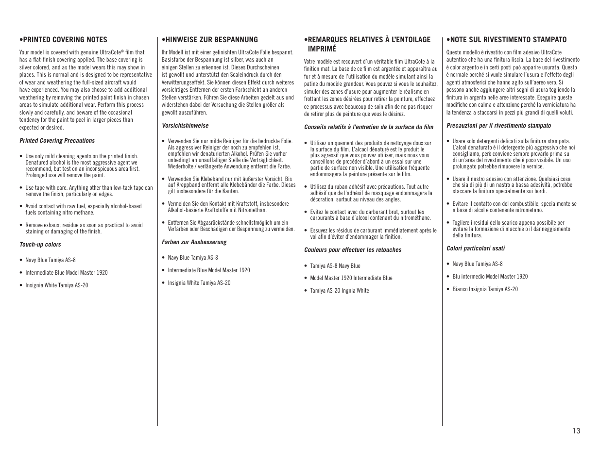 Hangar 9 F4U-1A Corsair 20cc ARF User Manual | Page 13 / 92