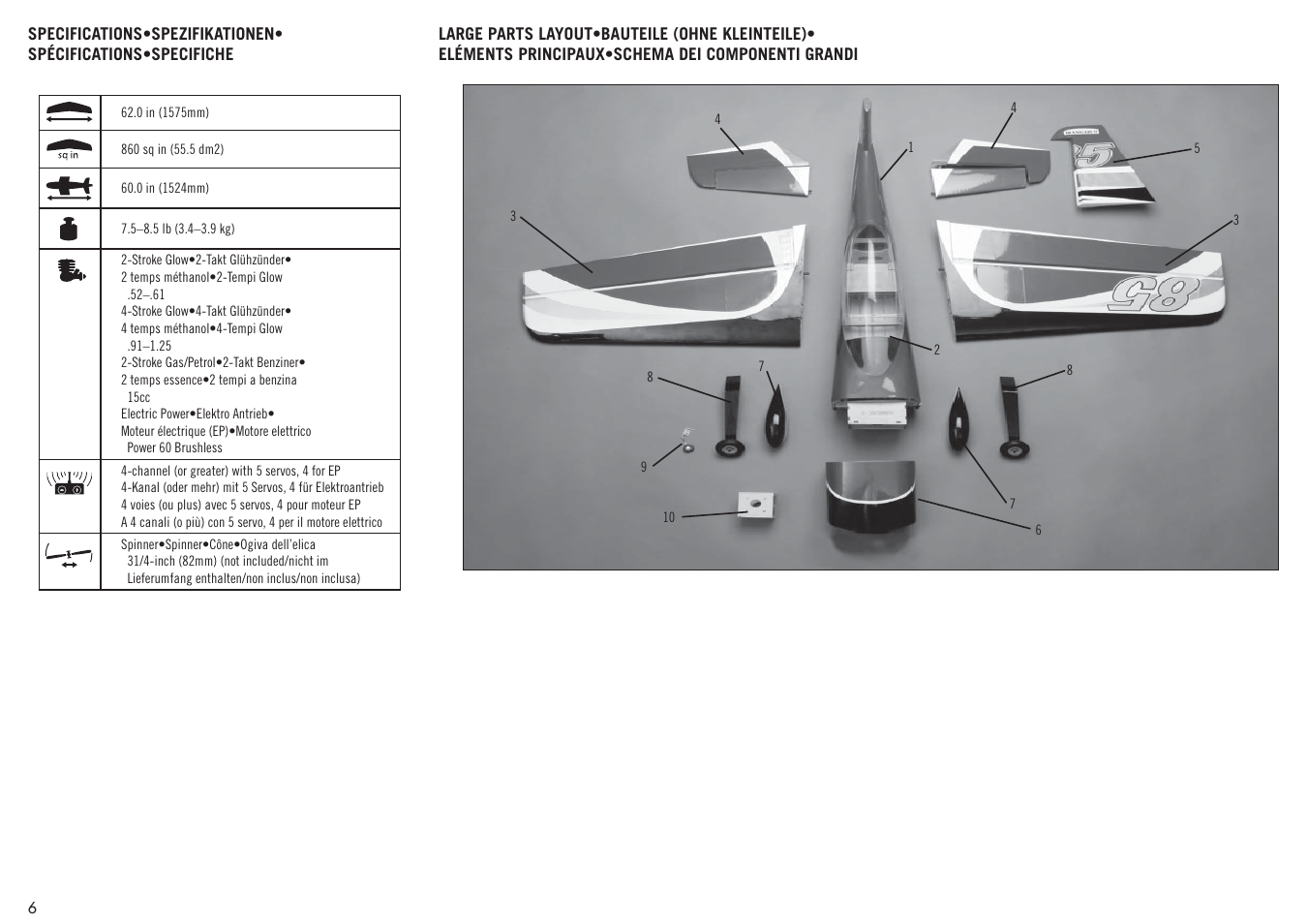 Hangar 9 Sbach 342 60 ARF User Manual | Page 6 / 48