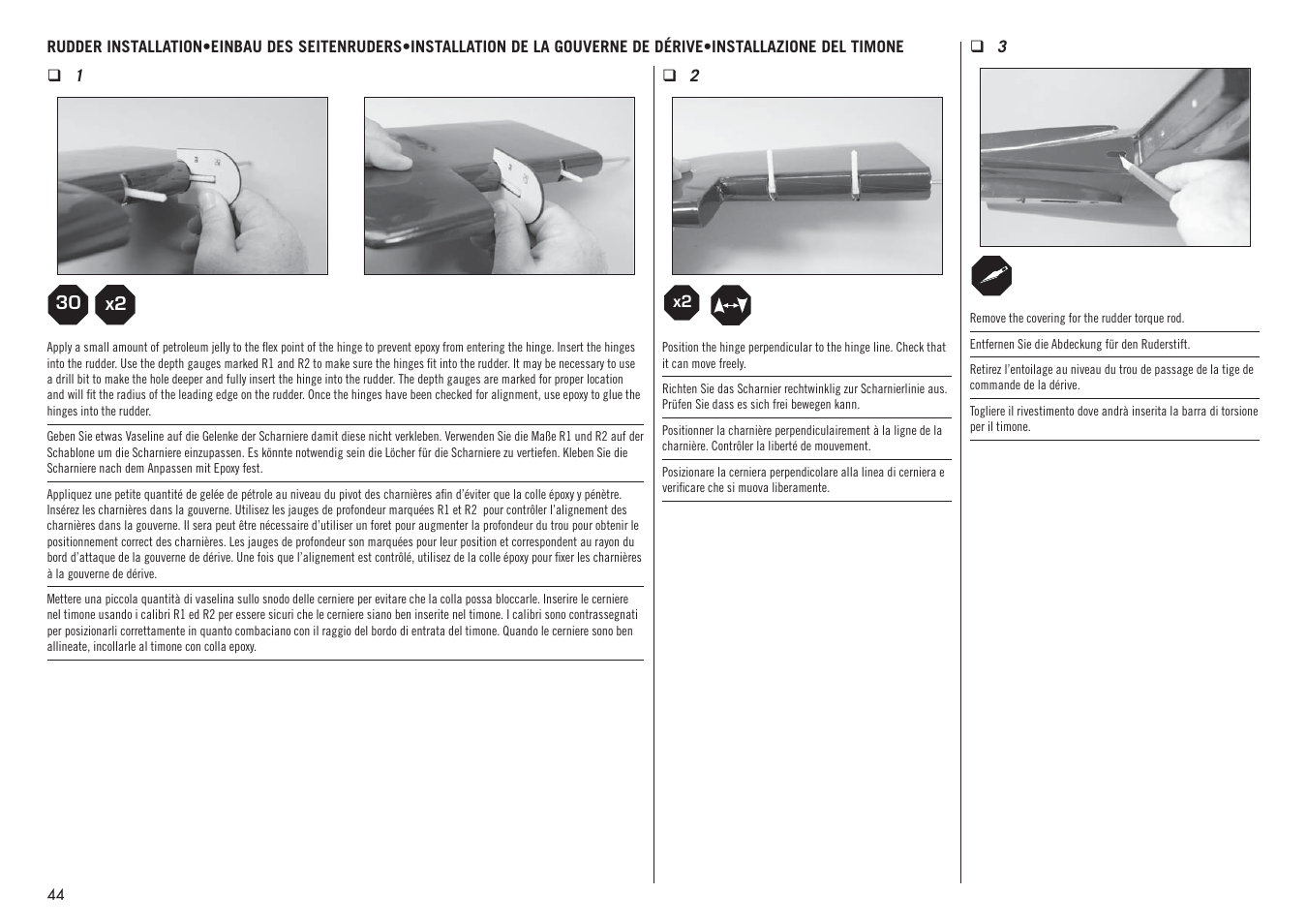 Hangar 9 F4U-1D Corsair 60cc ARF (3 Boxes) User Manual | Page 44 / 96