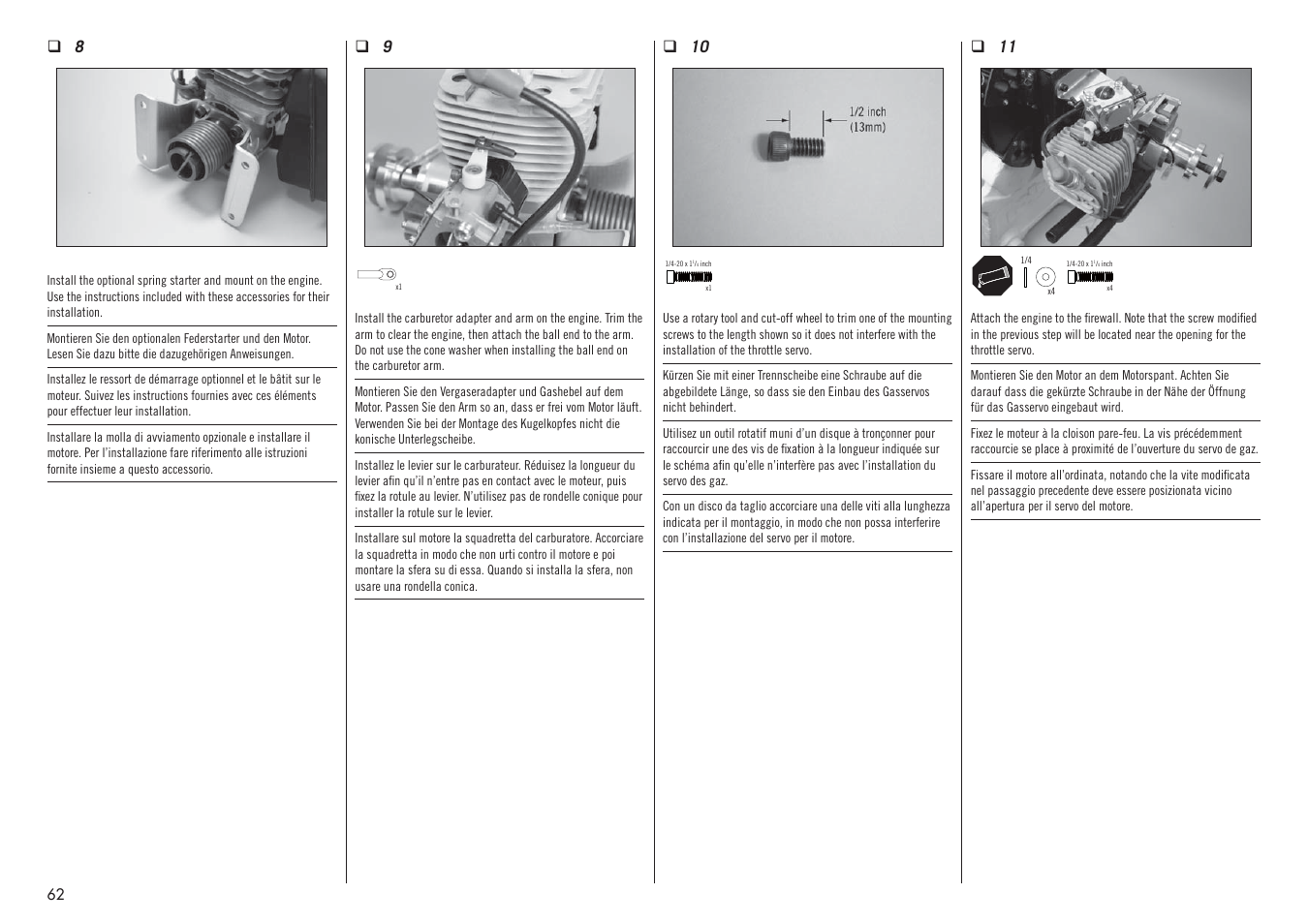 Hangar 9 F4U-1D Corsair 60cc ARF (3 Boxes) User Manual | Page 62 / 96