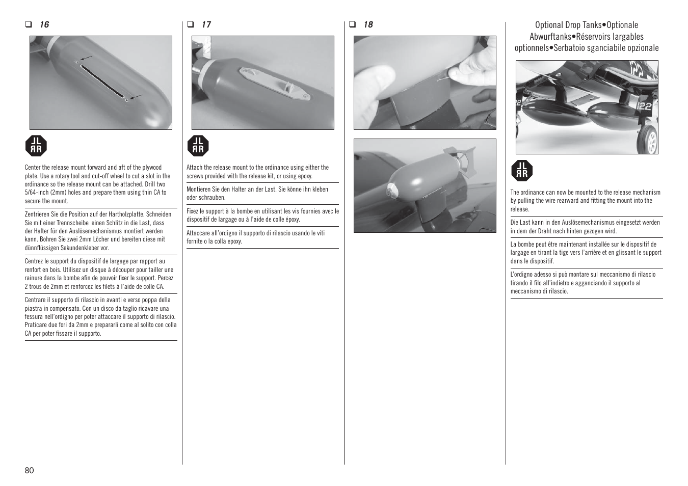 Hangar 9 F4U-1D Corsair 60cc ARF (3 Boxes) User Manual | Page 80 / 96