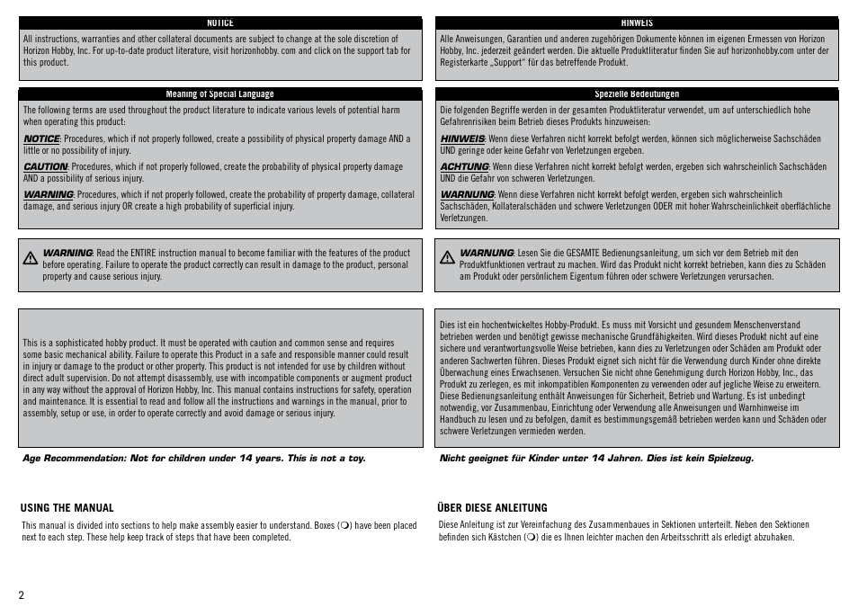 Hangar 9 1/4-Scale PA-18 Super Cub ARF User Manual | Page 2 / 84
