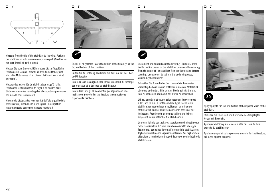 Hangar 9 1/4-Scale PA-18 Super Cub ARF User Manual | Page 42 / 84