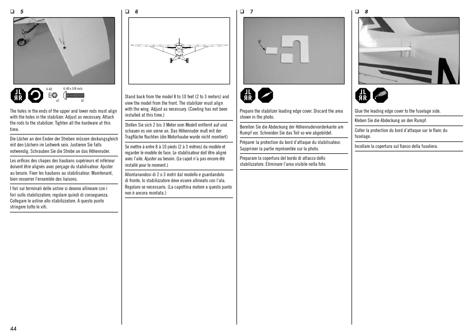 Hangar 9 1/4-Scale PA-18 Super Cub ARF User Manual | Page 44 / 84